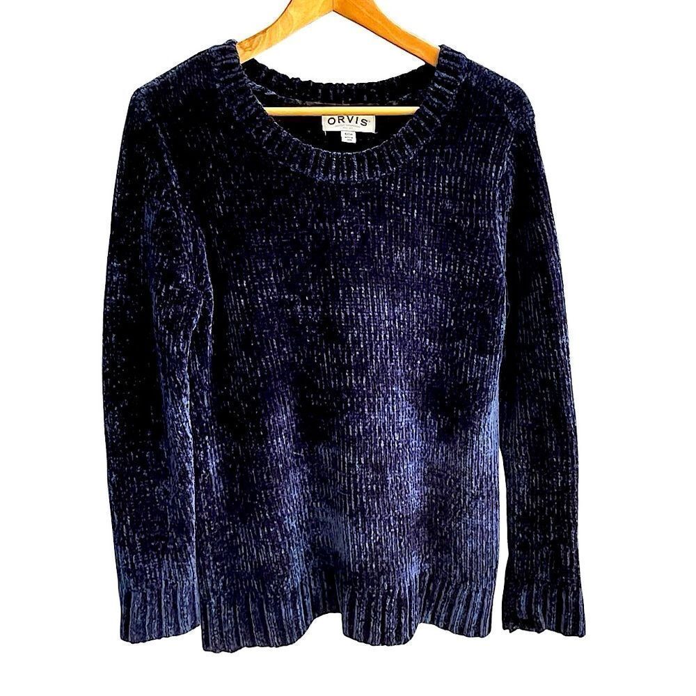 Orvis Navy Blue Chenille Crewneck Sweater Size S New without tags